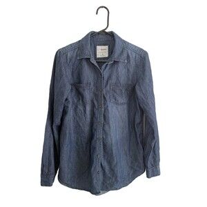 Sonoma The Everyday Denim Shirt Women Size S Long Sleeve Front Pockets Button Up